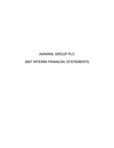 Thumbnail Admiral Group Half-year Report 2007-h1