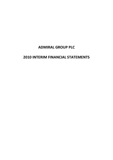 Thumbnail Admiral Group Half-year Report 2010-h1