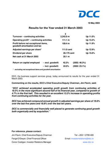 Thumbnail DCC plc Financial Report 2003
