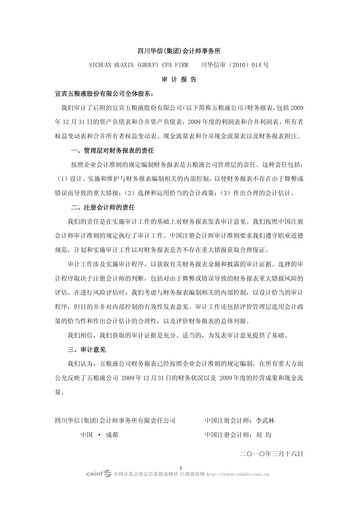 Thumbnail Wuliangye Yibin Financial Statement 2009