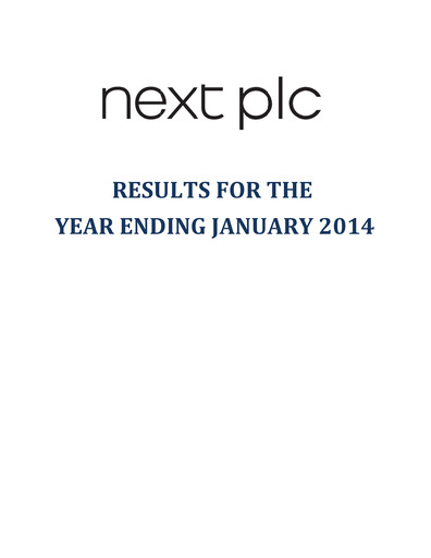 Thumbnail Next plc
 Financial Report 2013-2014