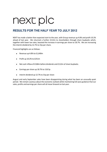 Thumbnail Next plc
 Half-year Report 2012-2013