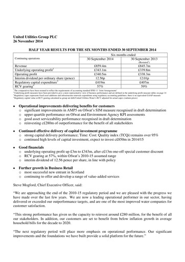 Miniature United Utilities Rapport semestriel 2014-2015