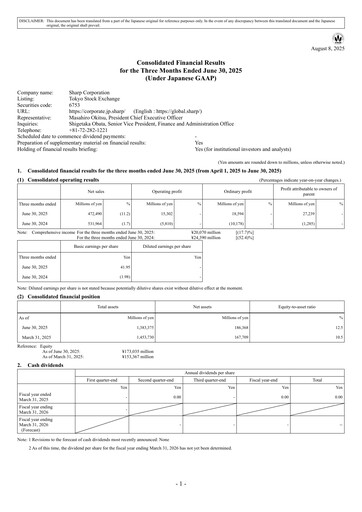 Miniature Sharp Corporation Rapport trimestriel 2026-q1