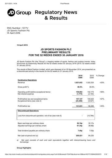 Thumbnail JD Sports Fashion

 Financial Report 2016
