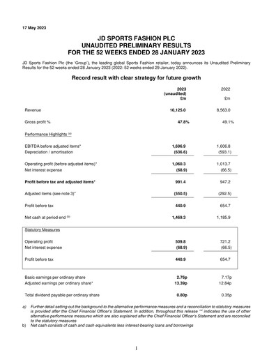 Thumbnail JD Sports Fashion

 Financial Report 2023