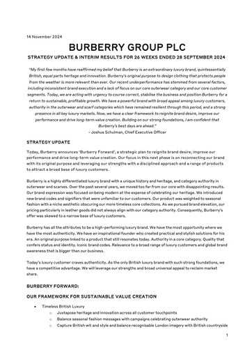 Thumbnail Burberry Half-year Report 2024-2025