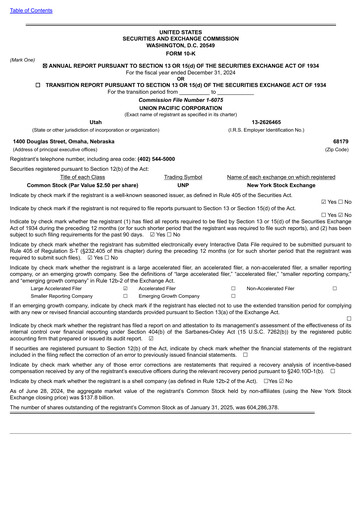 Thumbnail Union Pacific Corporation Annual Report 2024