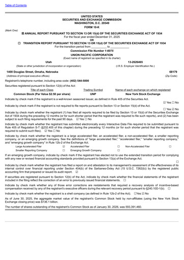 Thumbnail Union Pacific Corporation Annual Report 2025