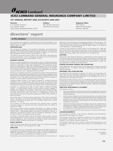 Vorschaubild ICICI Lombard Jahresbericht 2000-2001