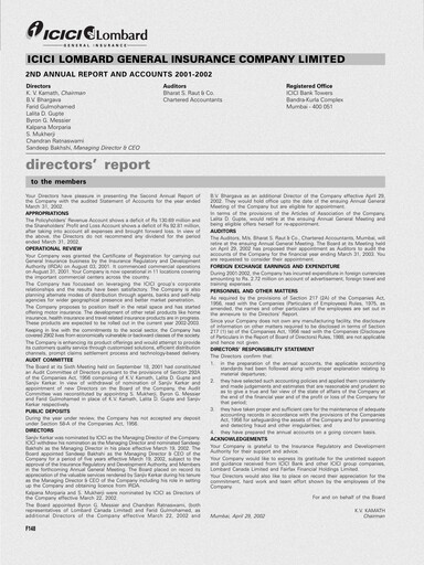 Vorschaubild ICICI Lombard Jahresbericht 2001-2002