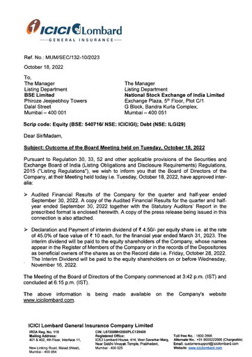 Thumbnail ICICI Lombard Quarterly Report 2022-q2