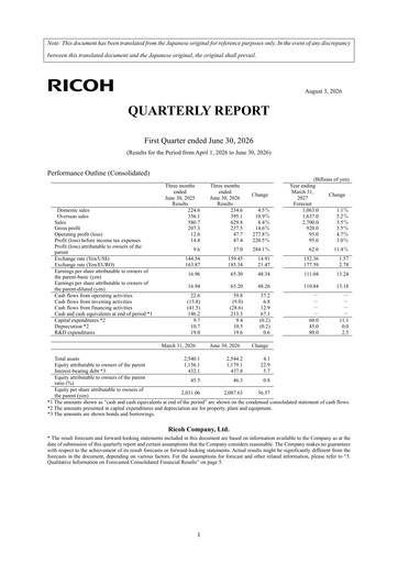 Thumbnail Ricoh Company Quarterly Report 2026-q1