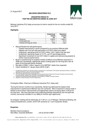 Thumbnail Melrose Industries Half-year Report 2017-h1