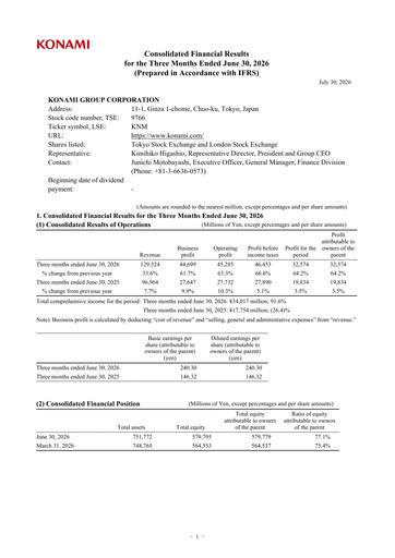 Thumbnail Konami Holdings Quarterly Report 2027-q1