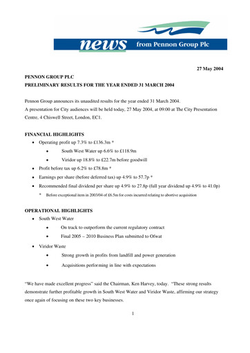 Thumbnail Pennon Group Financial Report 2004