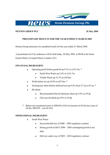 Thumbnail Pennon Group Financial Report 2005