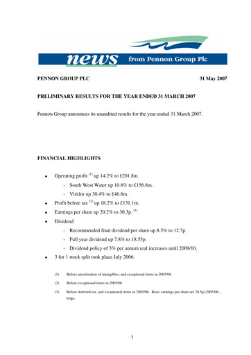 Thumbnail Pennon Group Financial Report 2007