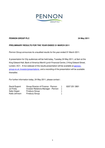 Thumbnail Pennon Group Financial Report 2011