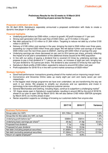 Thumbnail Sainsbury's
 Financial Report 2017-2018