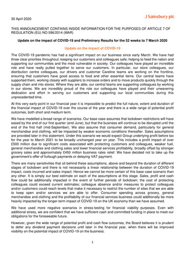 Thumbnail Sainsbury's
 Financial Report 2019-2020