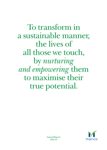 Miniature Marico
 Rapport annuel 2009-2010