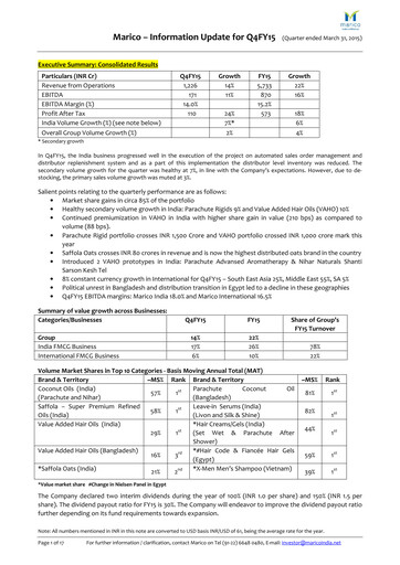 Thumbnail Marico
 Quarterly Report 2015-q4