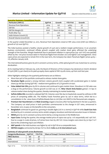 Thumbnail Marico
 Quarterly Report 2017-q3