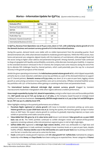 Thumbnail Marico
 Quarterly Report 2023-q3