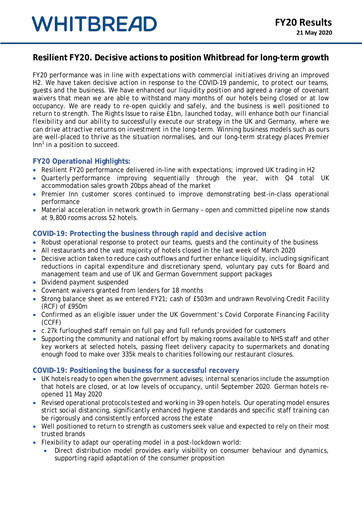 Thumbnail Whitbread Financial Report 2019-2020
