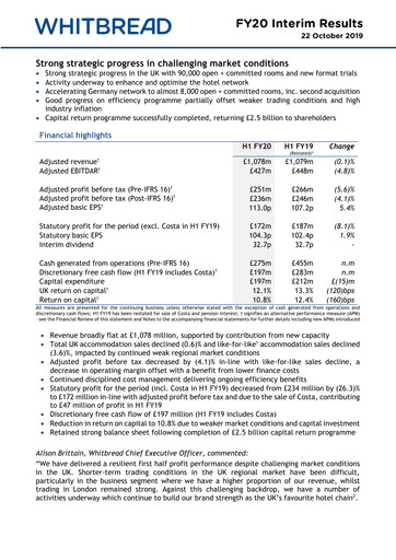 Thumbnail Whitbread Half-year Report 2019-2020-h1