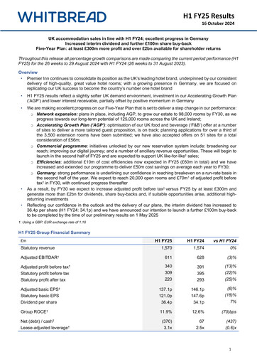 Thumbnail Whitbread Half-year Report 2024-2025-h1
