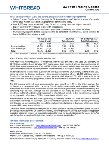 Thumbnail Whitbread Quarterly Report 2018-2019-q3