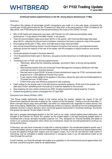 Thumbnail Whitbread Quarterly Report 2021-2022-q1