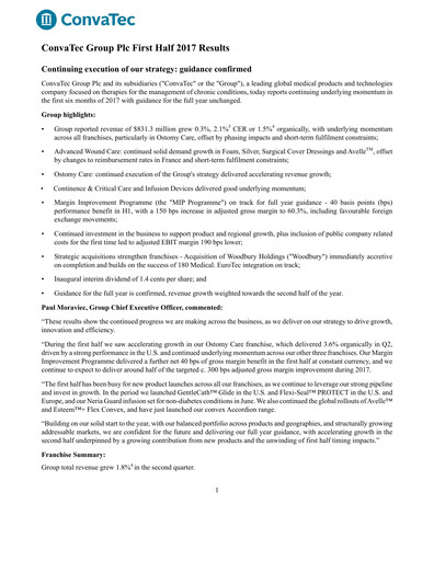 Miniature Convatec Group Rapport semestriel 2017-h1