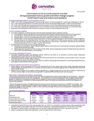 Miniature Convatec Group Rapport semestriel 2024-h1