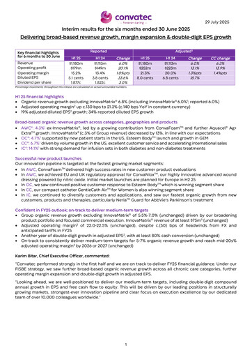 Miniature Convatec Group Rapport semestriel 2025-h1