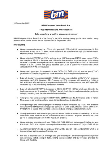 Thumbnail B&M European Value Retail Half-year Report 2023-h1