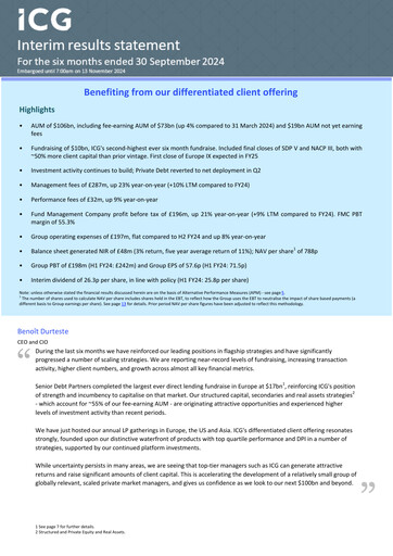 Vorschaubild Intermediate Capital Group (ICG) Halbjahresbericht 2025-h1