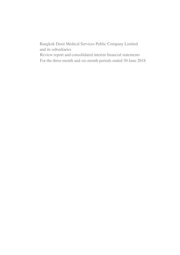 Vorschaubild Bangkok Dusit Medical Services (BDMS) Halbjahresbericht 2018-h1