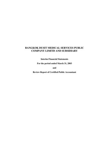 Miniature Bangkok Dusit Medical Services (BDMS) Rapport trimestriel 2003-q1