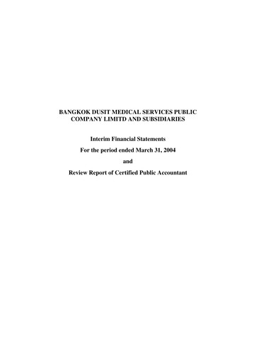 Miniature Bangkok Dusit Medical Services (BDMS) Rapport trimestriel 2004-q1