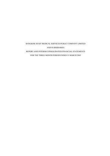 Miniature Bangkok Dusit Medical Services (BDMS) Rapport trimestriel 2005-q1