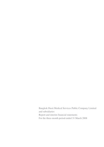 Miniature Bangkok Dusit Medical Services (BDMS) Rapport trimestriel 2008-q1