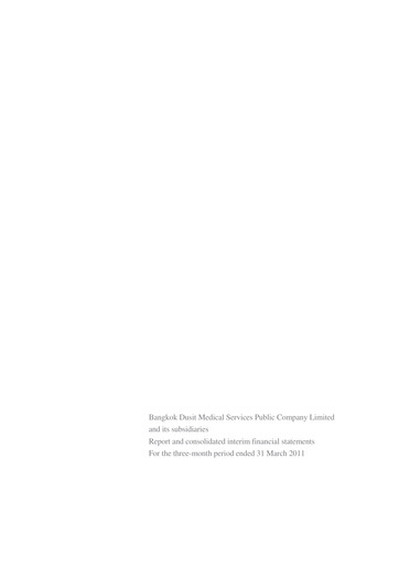 Miniature Bangkok Dusit Medical Services (BDMS) Rapport trimestriel 2011-q1