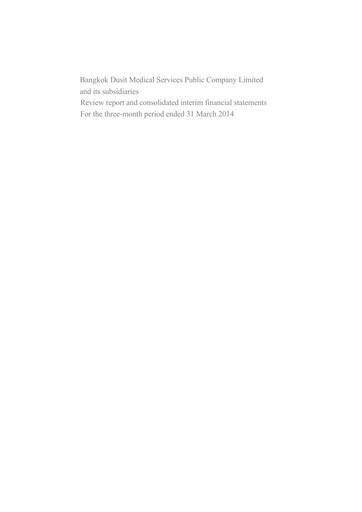 Miniature Bangkok Dusit Medical Services (BDMS) Rapport trimestriel 2014-q1