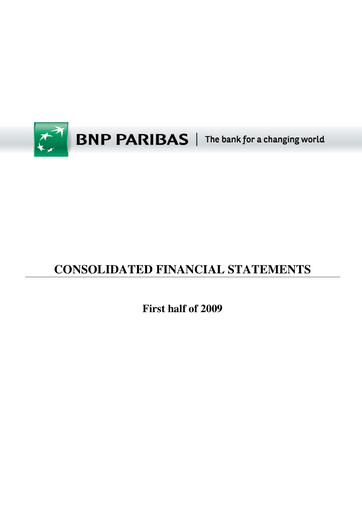 Thumbnail BNP Paribas Financial Statement 2009-h1