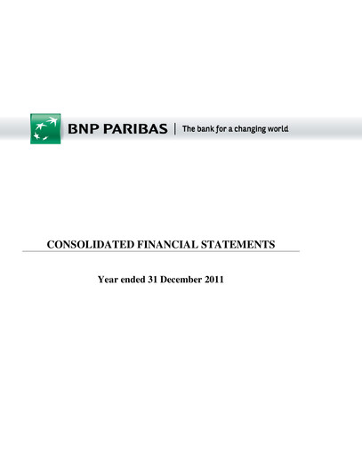 Thumbnail BNP Paribas Financial Statement 2011