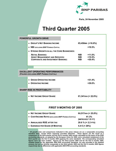 Thumbnail BNP Paribas Quarterly Report 2005-q3