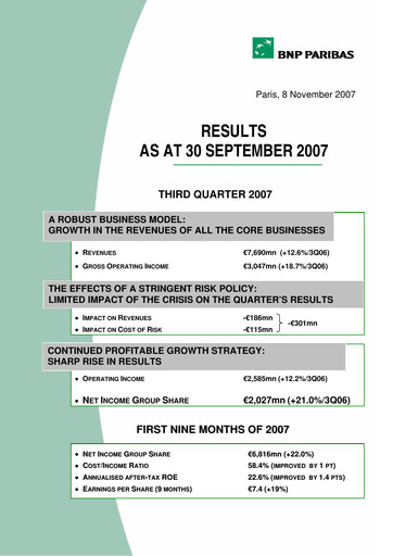 Thumbnail BNP Paribas Quarterly Report 2007-q3